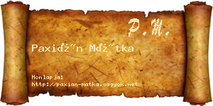 Paxián Mátka névjegykártya